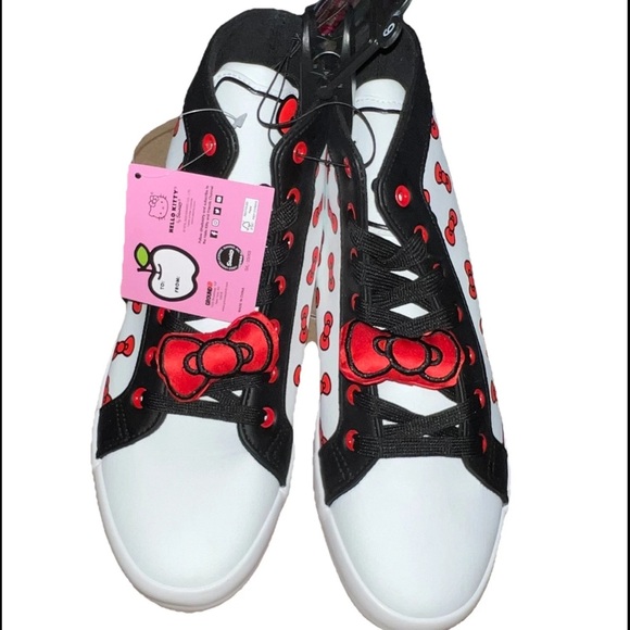 Ground Up Shoes - Hello Kitty Women's Sneakers - Black, White, and Red